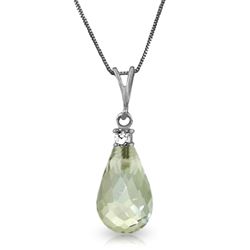 ALARRI 2.3 Carat 14K Solid White Gold Necklace Natural Diamond Green Amethyst