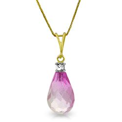 ALARRI 2.3 CTW 14K Solid Gold Cotton Candy Pink Topaz Diamond Necklace