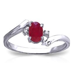 ALARRI 0.46 Carat 14K Solid White Gold Rings Natural Diamond Ruby