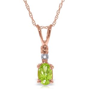 ALARRI 14K Solid Rose Gold Necklace w/ Natural Diamond & Peridot