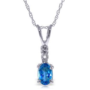 ALARRI 0.46 Carat 14K Solid White Gold Ball In Court Blue Topaz Diamond Necklace