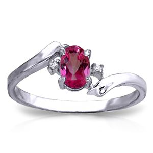 ALARRI 0.46 Carat 14K Solid White Gold Rings Natural Diamond Pink Topaz