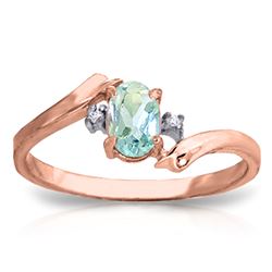 ALARRI 0.46 Carat 14K Solid Rose Gold Rings Natural Diamond Aquamarine