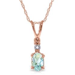 ALARRI 14K Solid Rose Gold Necklace w/ Natural Diamond & Aquamarine