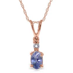 ALARRI 14K Solid Rose Gold Necklace w/ Natural Diamond & Tanzanite