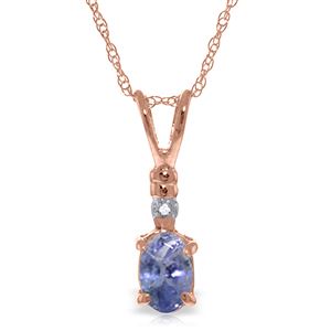 ALARRI 14K Solid Rose Gold Necklace w/ Natural Diamond & Tanzanite