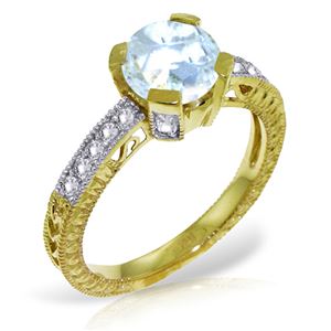 ALARRI 1.8 Carat 14K Solid Gold Fleshless Chant Aquamarine Diamond Ring