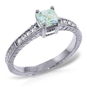 ALARRI 0.65 CTW 14K Solid White Gold Love For Granted Aquamarine Diamond Ring