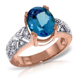 ALARRI 14K Solid Rose Gold Rings w/ Natural Diamonds & Blue Topaz