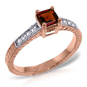 ALARRI 14K Solid Rose Gold Ring w/ Natural Diamonds & Garnet