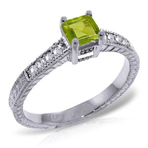 ALARRI 0.65 Carat 14K Solid White Gold Story Of Own Peridot Diamond Ring