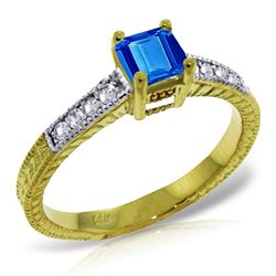 ALARRI 0.65 Carat 14K Solid Gold Your Chance Blue Topaz Diamond Ring