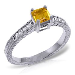 ALARRI 0.65 CTW 14K Solid White Gold Different Hours Citrine Diamond Ring