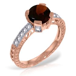 ALARRI 14K Solid Rose Gold Ring w/ Natural Diamonds & Garnet