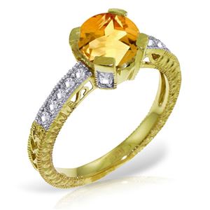 ALARRI 1.8 Carat 14K Solid Gold Having A Moment Citrine Diamond Ring
