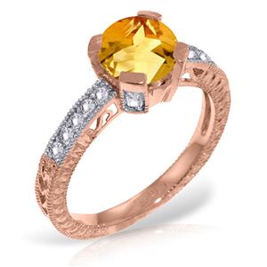 ALARRI 14K Solid Rose Gold Ring w/ Natural Diamonds & Citrine