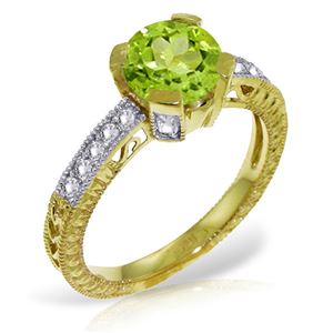 ALARRI 1.8 CTW 14K Solid Gold Flying Leap Peridot Diamond Ring