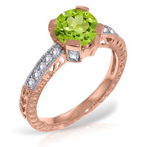 ALARRI 14K Solid Rose Gold Ring w/ Natural Diamonds & Peridot