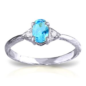 ALARRI 0.46 CTW 14K Solid White Gold Spanish Eyes Blue Topaz Diamond Ring