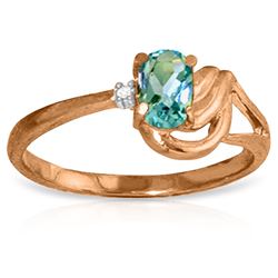 ALARRI 14K Solid Rose Gold Ring w/ Natural Diamond & Blue Topaz