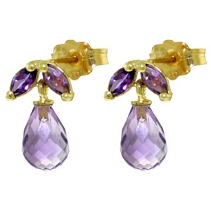 ALARRI 3.4 Carat 14K Solid Gold Wonderfully Performed Amethyst Earrings