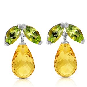 ALARRI 3.4 Carat 14K Solid White Gold Stud Earrings Peridot Citrine