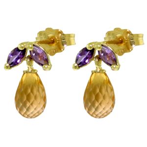 ALARRI 3.4 Carat 14K Solid Gold Stud Earrings Amethyst Citrine