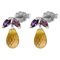 ALARRI 3.4 Carat 14K Solid White Gold Stud Earrings Amethyst Citrine