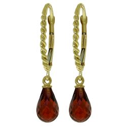 ALARRI 3 CTW 14K Solid Gold Leverback Earrings Briolette Garnet