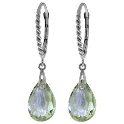 ALARRI 6 Carat 14K Solid White Gold Leverback Earrings Briolette Green Amethyst