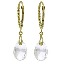 ALARRI 6 CTW 14K Solid Gold Leverback Earrings Briolette White Topaz