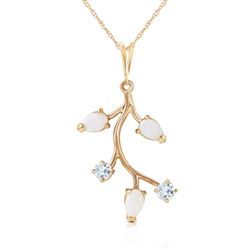 ALARRI 0.6 Carat 14K Solid Gold Necklace Opal Aquamarine