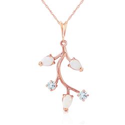 ALARRI 14K Solid Rose Gold Necklace w/ Opals & Aquamarines