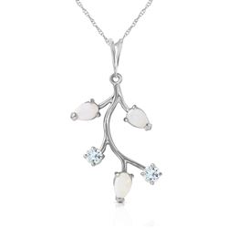 ALARRI 0.6 Carat 14K Solid White Gold Necklace Opal Aquamarine