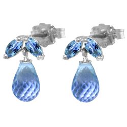 ALARRI 3.4 CTW 14K Solid White Gold Vous Les Femmes Blue Topaz Earrings