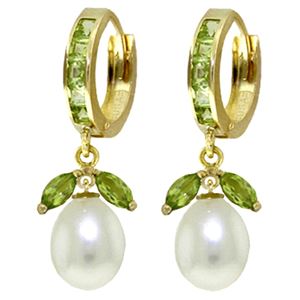 ALARRI 10.3 Carat 14K Solid Gold Majorca Peridot Pearl Earrings