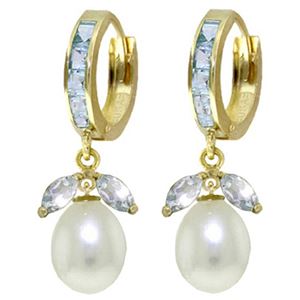 ALARRI 10.3 CTW 14K Solid Gold Majorca Aquamarine Pearl Earrings