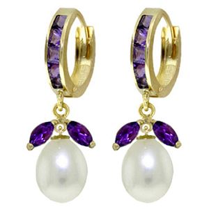 ALARRI 10.3 Carat 14K Solid Gold Majorca Amethyst Pearl Earrings