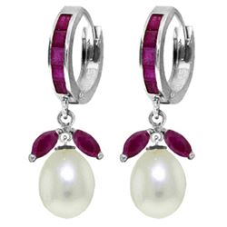 ALARRI 10.3 Carat 14K Solid White Gold Reveal The Magic Ruby Pearl Earrings