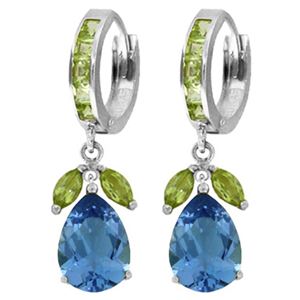 ALARRI 14.3 CTW 14K Solid White Gold Play Peridot Blue Topaz Earrings