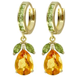 ALARRI 14.3 Carat 14K Solid Gold Huggie Earrings Peridot Citrine