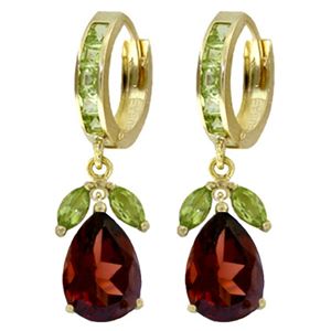 ALARRI 14.3 Carat 14K Solid Gold Huggie Earrings Peridot Garnet