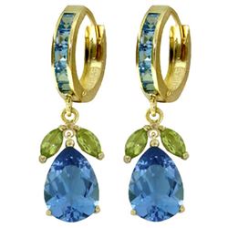 ALARRI 14.3 CTW 14K Solid Gold Ecstacy Blue Topaz Peridot Earrings