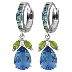 ALARRI 14.3 Carat 14K Solid White Gold Myriad Of Choices Peridot Blue Topaz Earrings