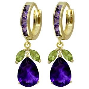 ALARRI 14.3 Carat 14K Solid Gold Ecstacy Amethyst Peridot Earrings