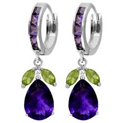 ALARRI 14.3 Carat 14K Solid White Gold Tea Lights Peridot Amethyst Earrings