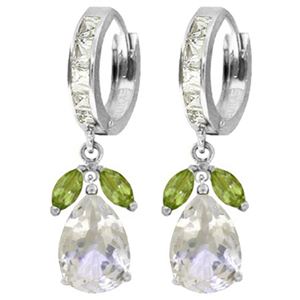 ALARRI 14.3 Carat 14K Solid White Gold Huggie Earrings Peridot White Topaz