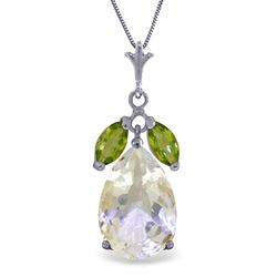 ALARRI 6.5 Carat 14K Solid White Gold Necklace White Topaz Peridot