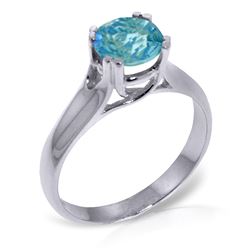 ALARRI 1.1 CTW 14K Solid White Gold Silent Message Blue Topaz Ring