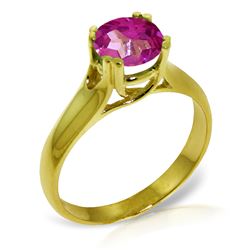 ALARRI 1.1 Carat 14K Solid Gold Love Doesn't Outgrow Pink Topaz Ring